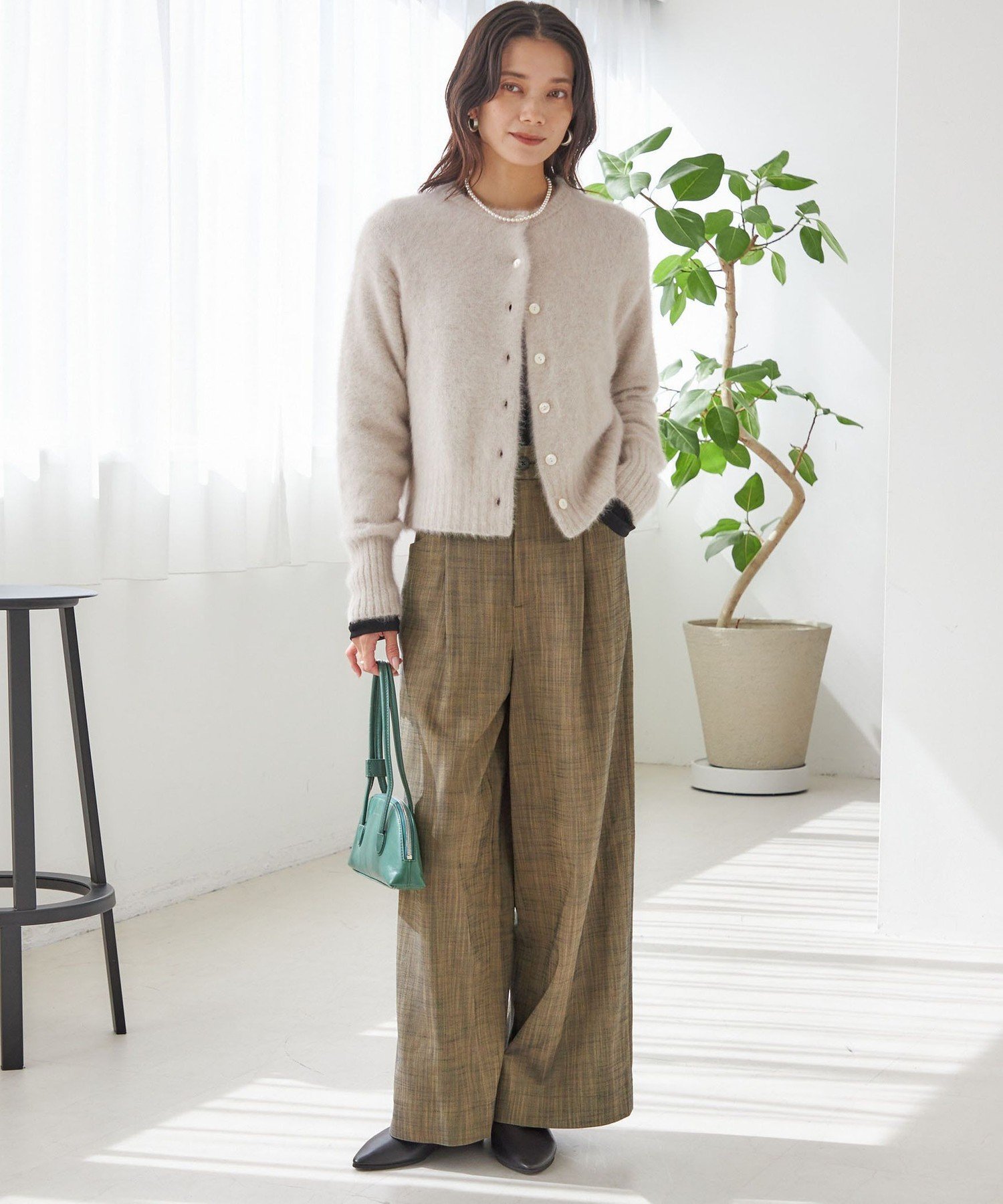 WOMEN ＜手洗い可能＞シャンブレー ポケット デザイン ワイド パンツ シップス パンツ スラックス・ドレスパンツ ブラウン