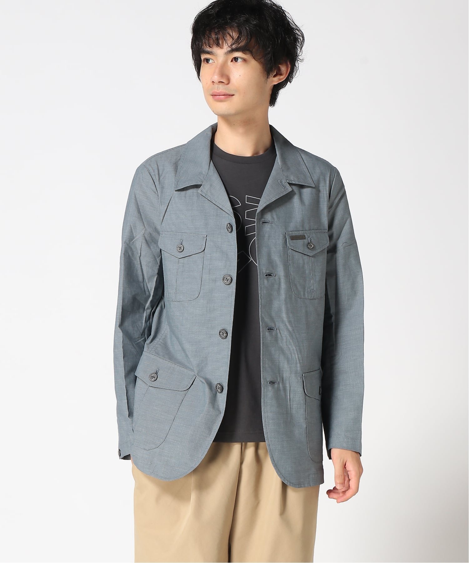 【SALE／50%OFF】CROCODILE CROCODILE/(M)フラップポケット付 ジャケット クロコダイル ジャケット・アウター テーラードジャケット・ブレザー ブルー ベージュ【送料無料】