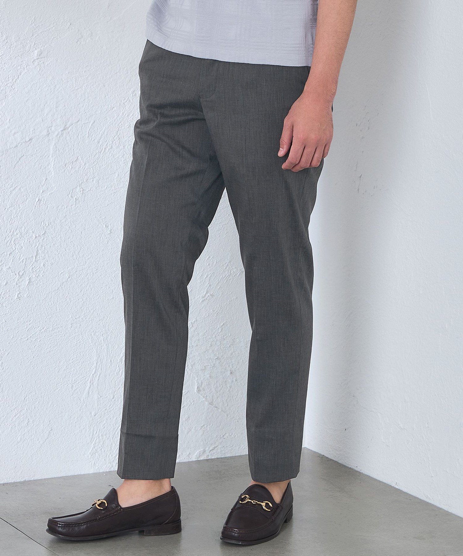 【ウォッシャブル】【Adjustable Fit】麻混COOLMAXトロピカルトラウザース ベイカー・ストリート パンツ スラックス・ドレスパンツ グリーン グレー