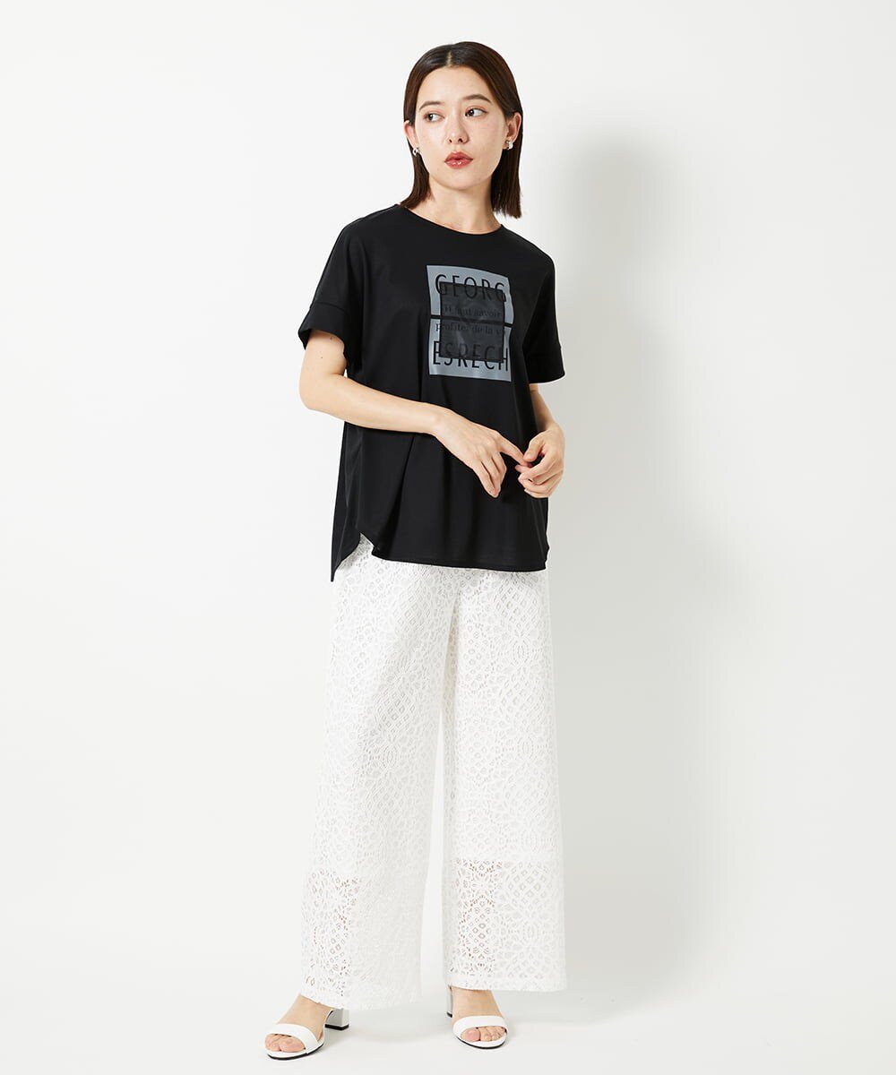 （小さいサイズ） スーパークールドルマンスリーブロゴカットソー メゾンドゥサンク トップス カットソー・Tシャツ ブラック ホワイト