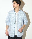 【SALE／50 OFF】UNION STATION 小花柄七分袖カッタウェイカラーシャツ/スキッパーシャツ メンズ ビギ トップス シャツ ブラウス ブルー【送料無料】