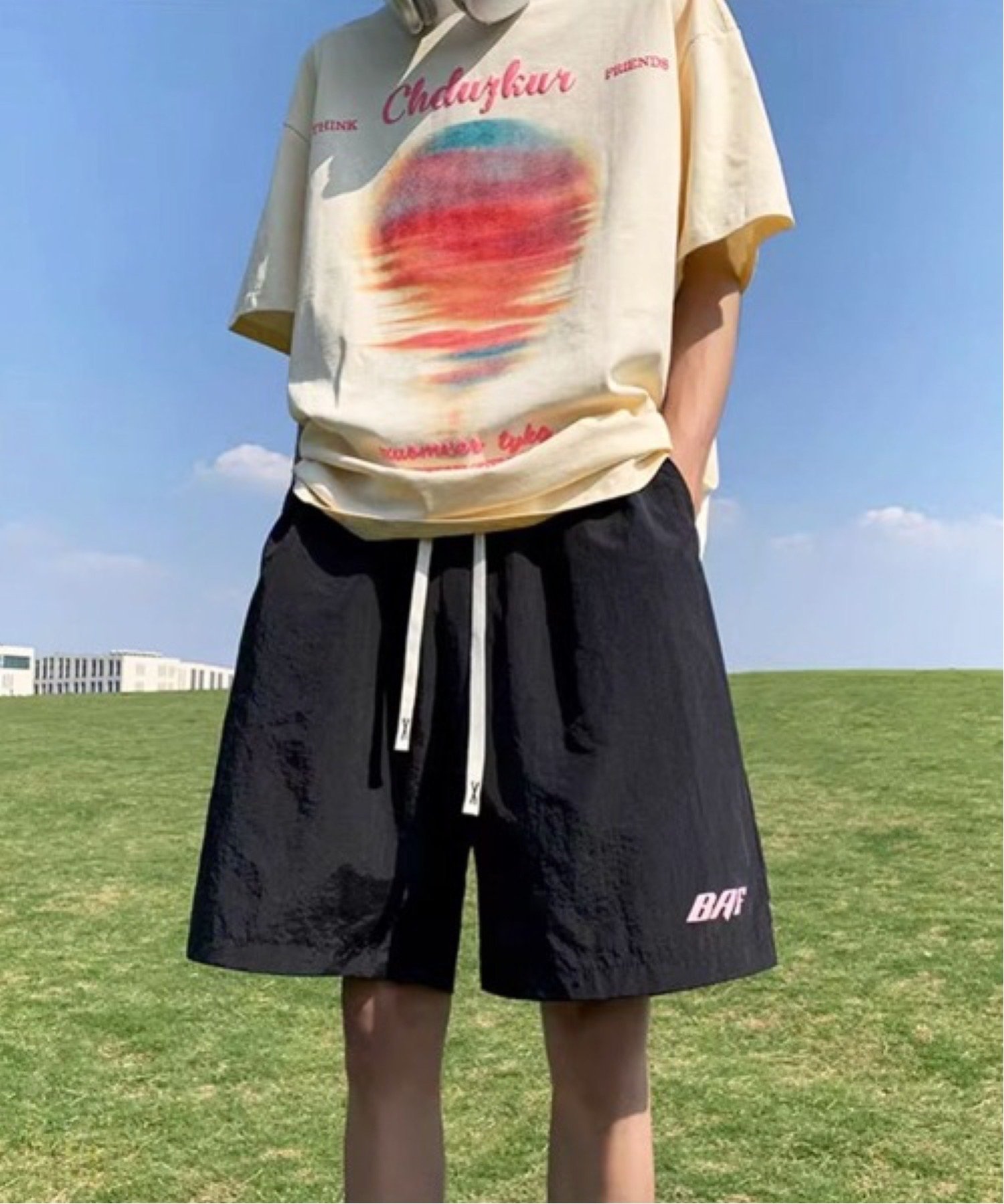 NOWLE NOWLE/(M)【NOWLE】ワンポイント イージー シャカシャカ ショーツ チェルカ パンツ その他のパンツ ブラック ピンク グリーン