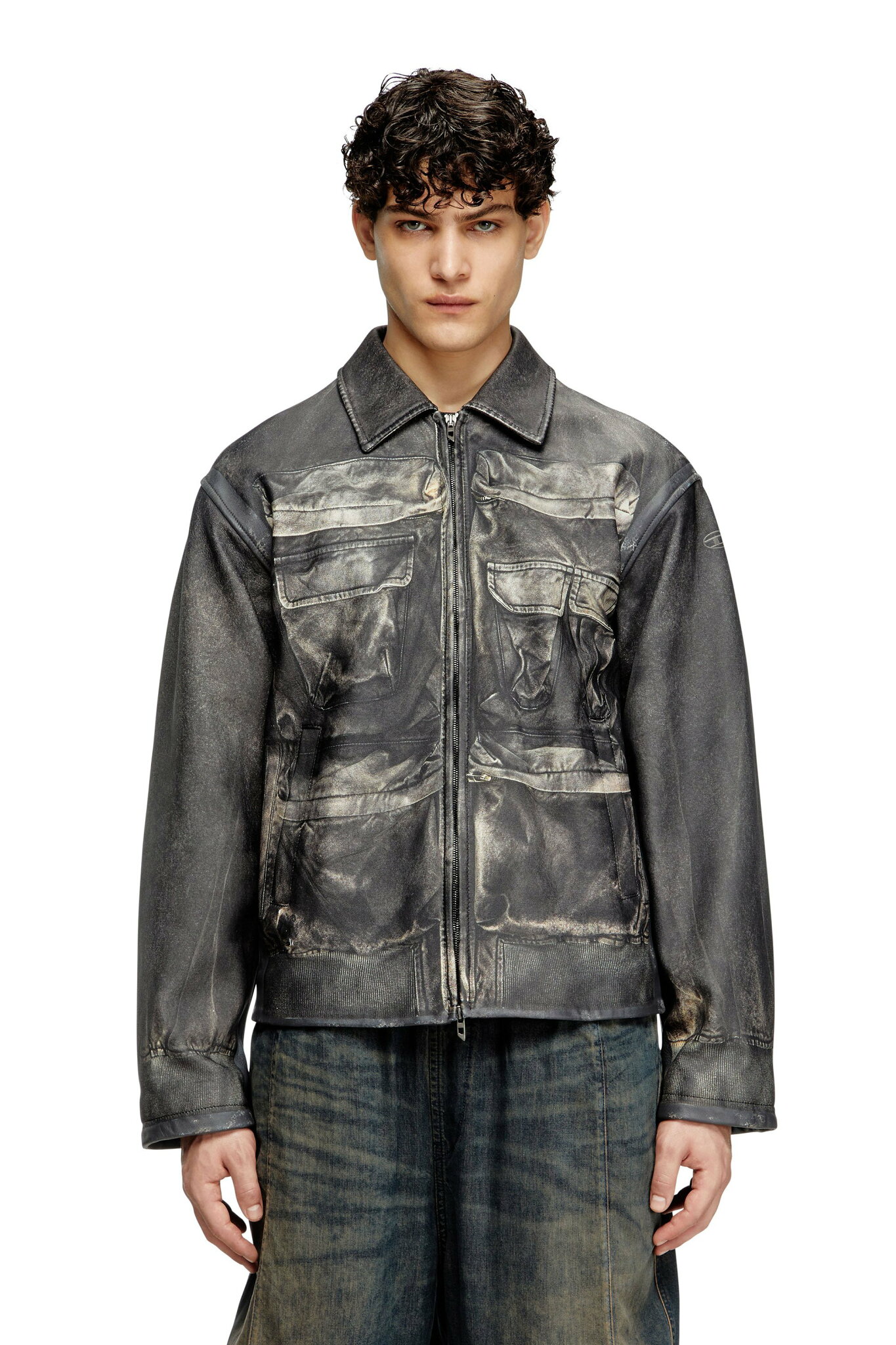 DIESEL メンズ レザージャケット L-MAYER ディーゼル ジャケット・アウター ブルゾン・ジャンパー ブラック【送料無料】