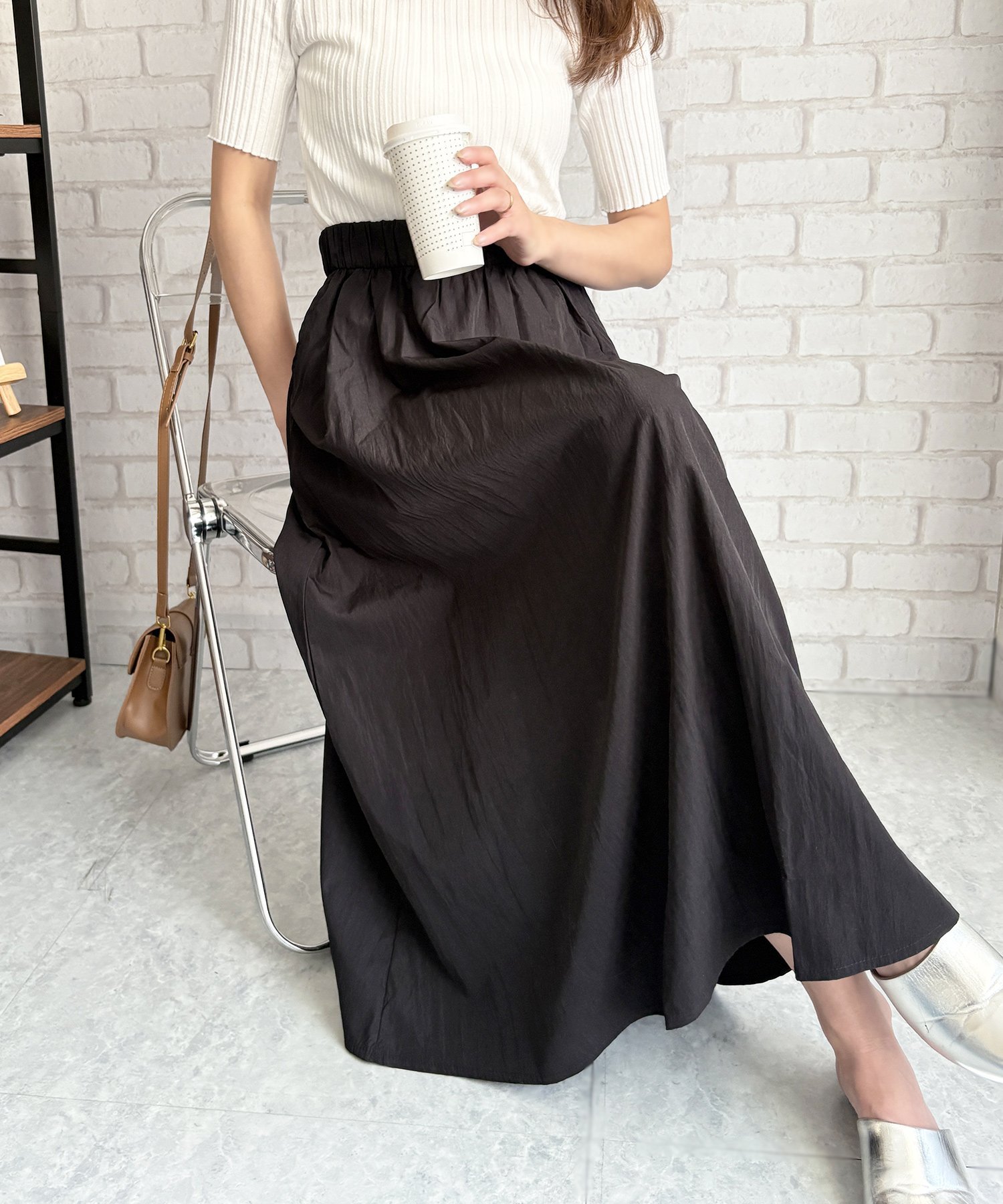 【SALE／32%OFF】Amulet 【Amulet】ロングフレアスカート アミュレット スカート ロング・マキシスカート ブラック ピンク ホワイト グレー ブルー ベージュのサムネイル