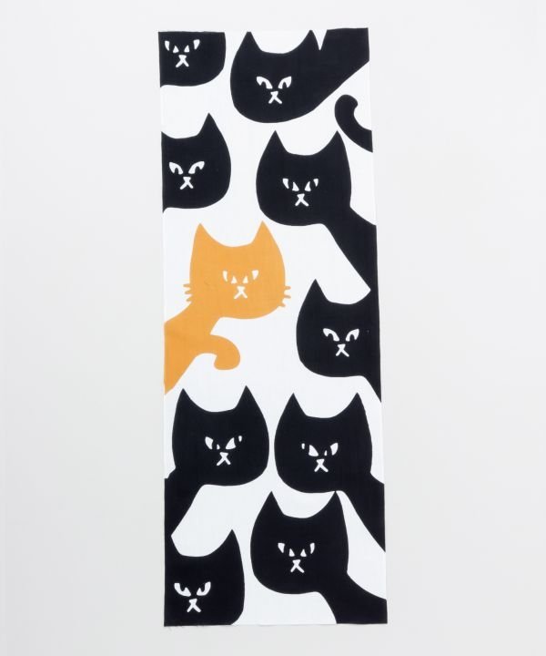 カヤ 注染手ぬぐい のぞき猫 アミナコレクション ファッション雑貨 ハンカチ・ハンドタオル ブラック パープル