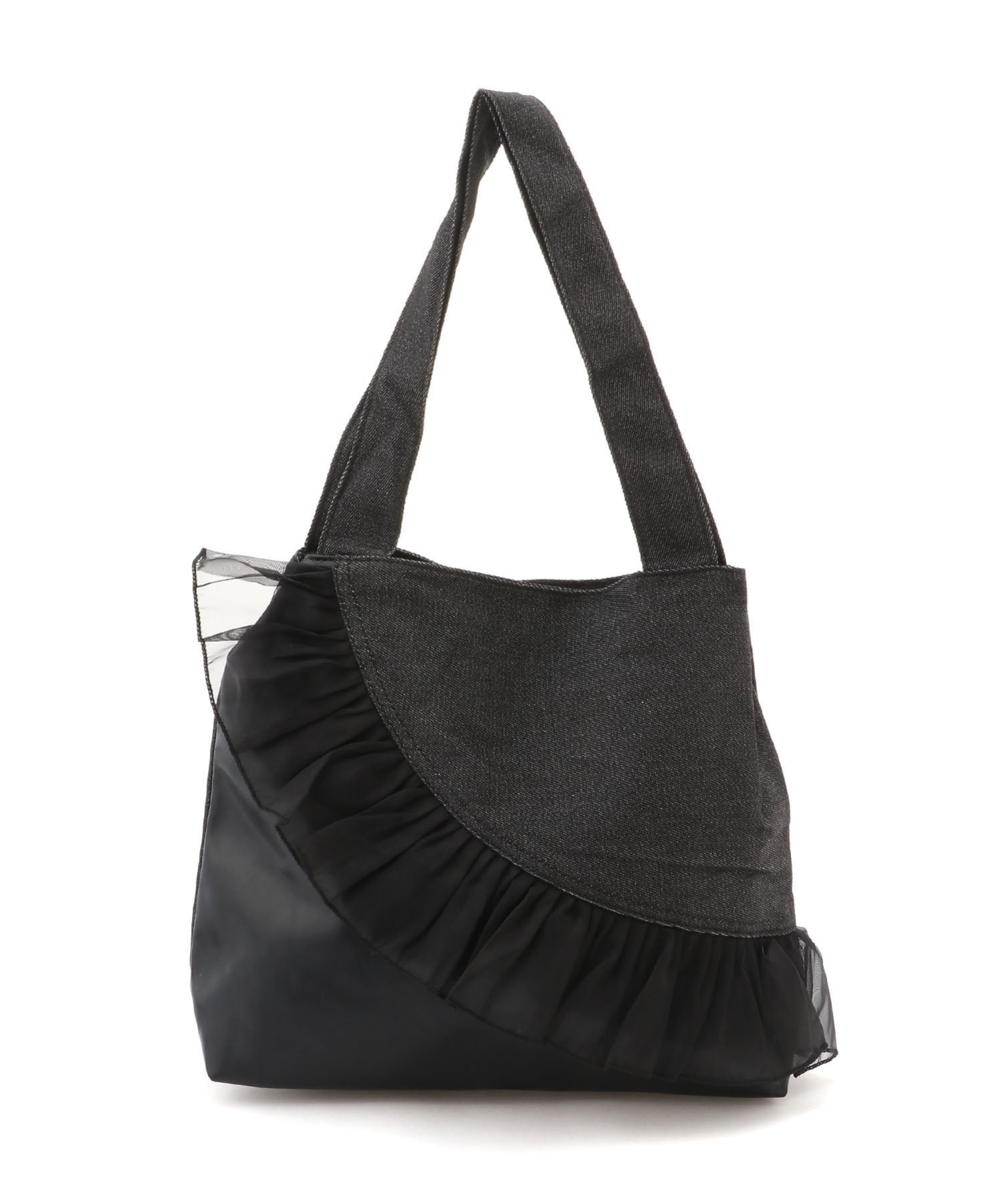 Liaa Liaa/(W)デニム フリル トートバッグ ミニョントレフル ルームヨンマルサンセレクティッド バッグ トートバッグ ブルー ブラック