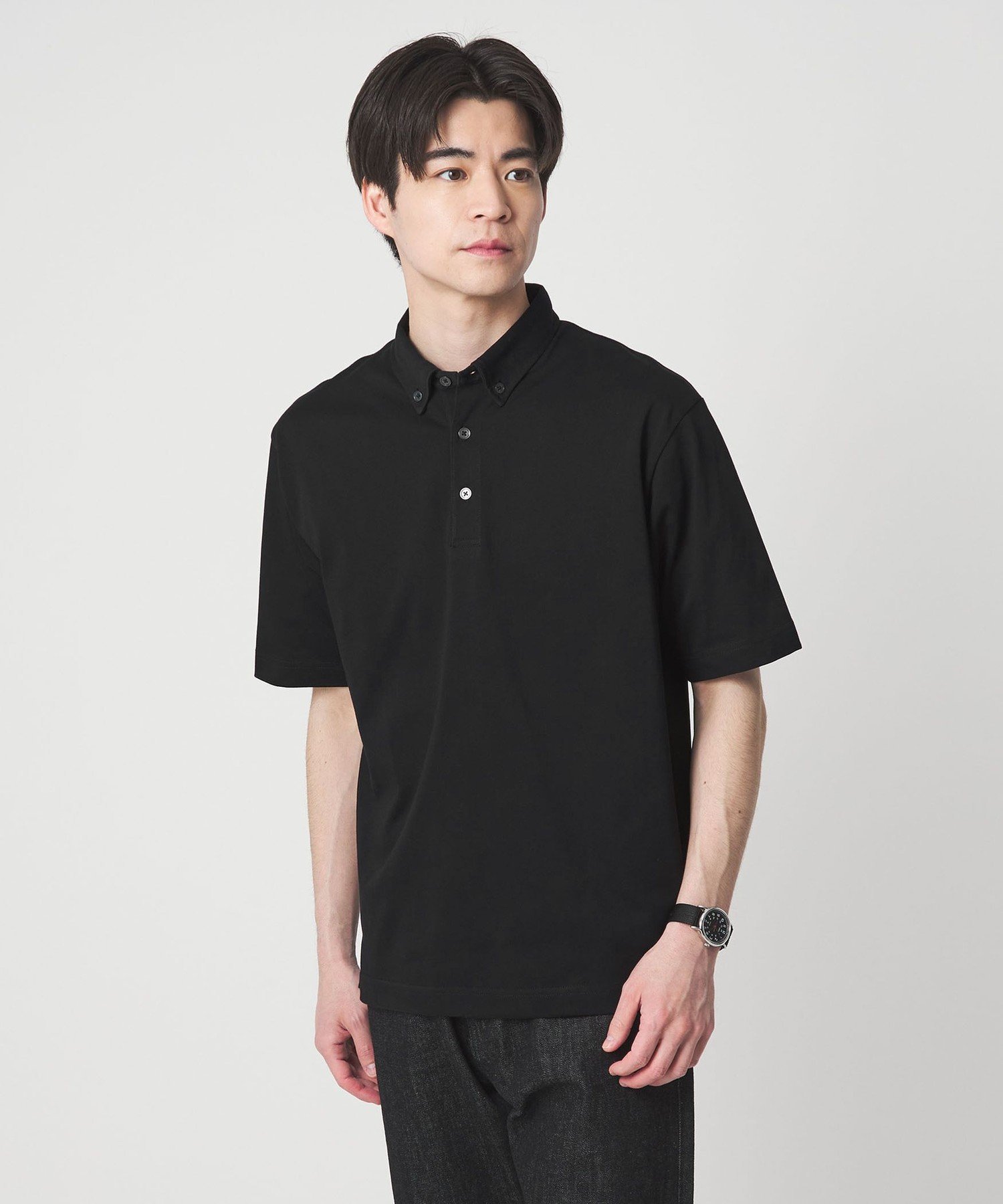 UNITED ARROWS green label relaxing 【WEB限定】JUST fit デイリー ドライ ボタンダウン 半袖 ポロシャツ -吸水速乾・抗菌- ユナイテッドアローズ グリーンレーベルリラクシング トップス ポロシャツ ブラック ネイビー グレー ホワイト【送料無料】