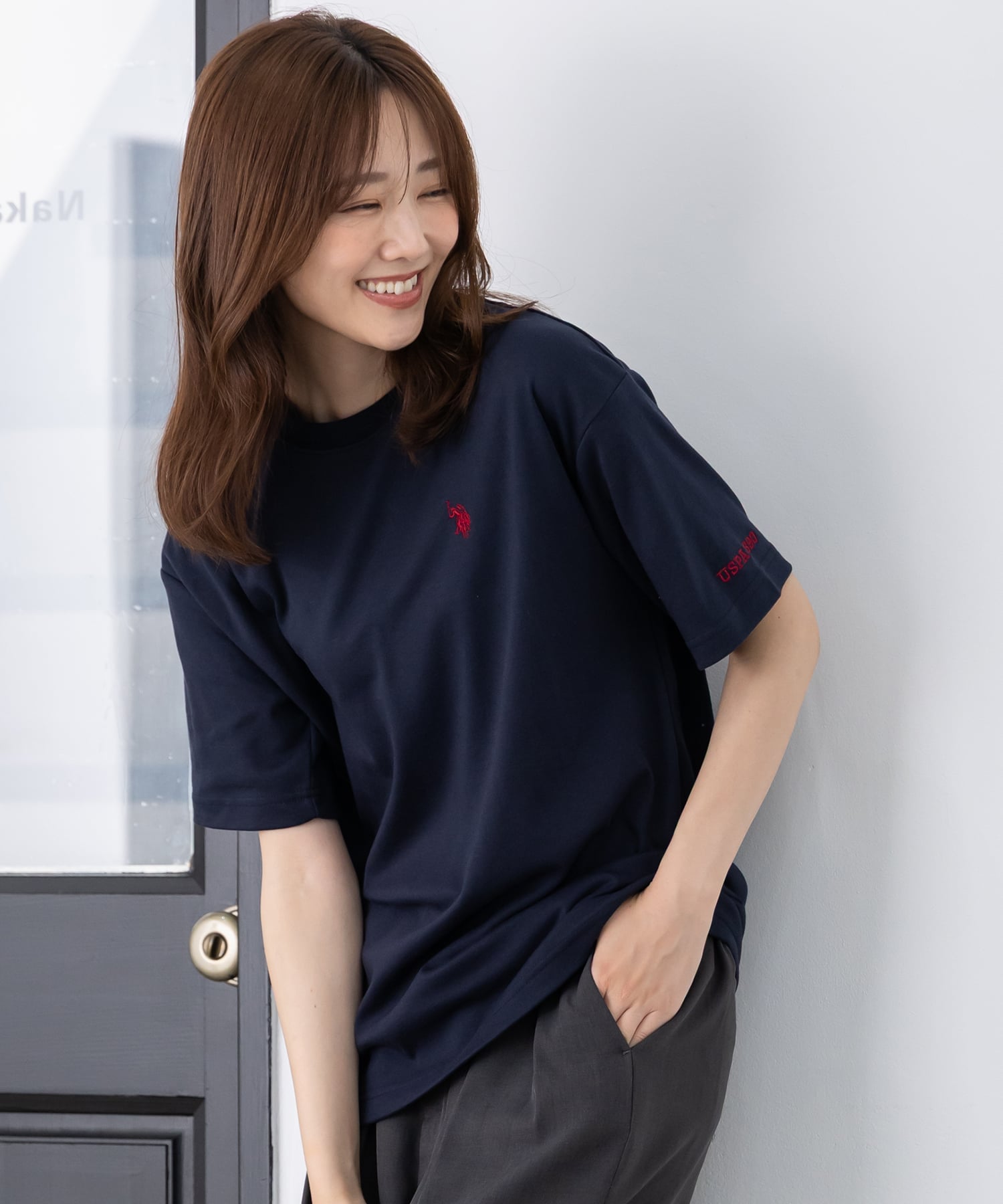 U.S. POLO ASSN.別注 ワンポイント刺繍半袖Tシャツ パクシル トップス カットソー・Tシャツ ネイビー ブラック ホワイト