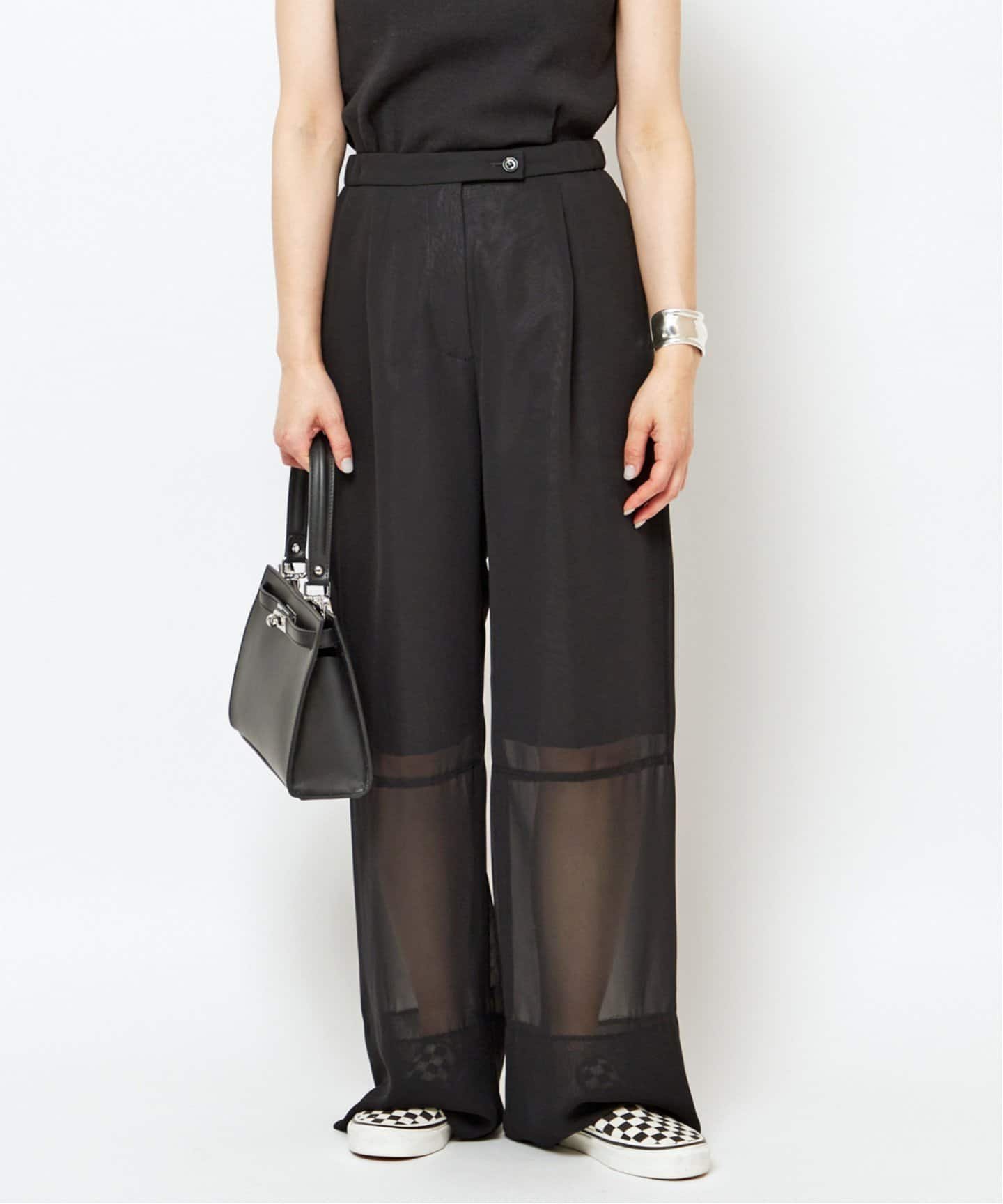 AP STUDIO 【SATORU SASAKI / サトル ササキ】シアーパンツ エーピーストゥディオ パンツ スラックス・ドレスパンツ ブラック【送料無料】のサムネイル