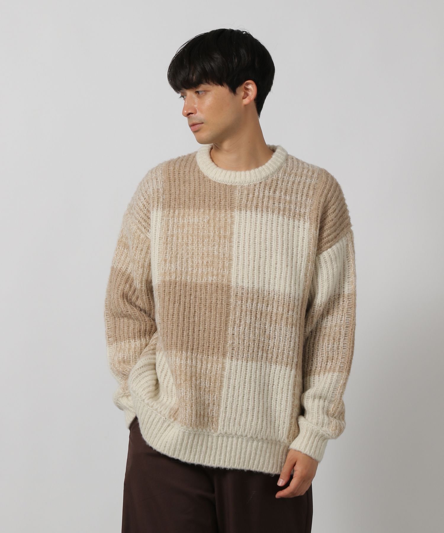 【SALE／7%OFF】LAKOLE ブロックチェックニット ラコレ トップス ニット ブラック ブルー ホワイト【送料無料】