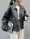 Re:EDIT フェイクレザージップブルゾン リエディ ジャケット・アウター ブルゾン・ジャンパー ブラウン ブラック【送料無料】(4)