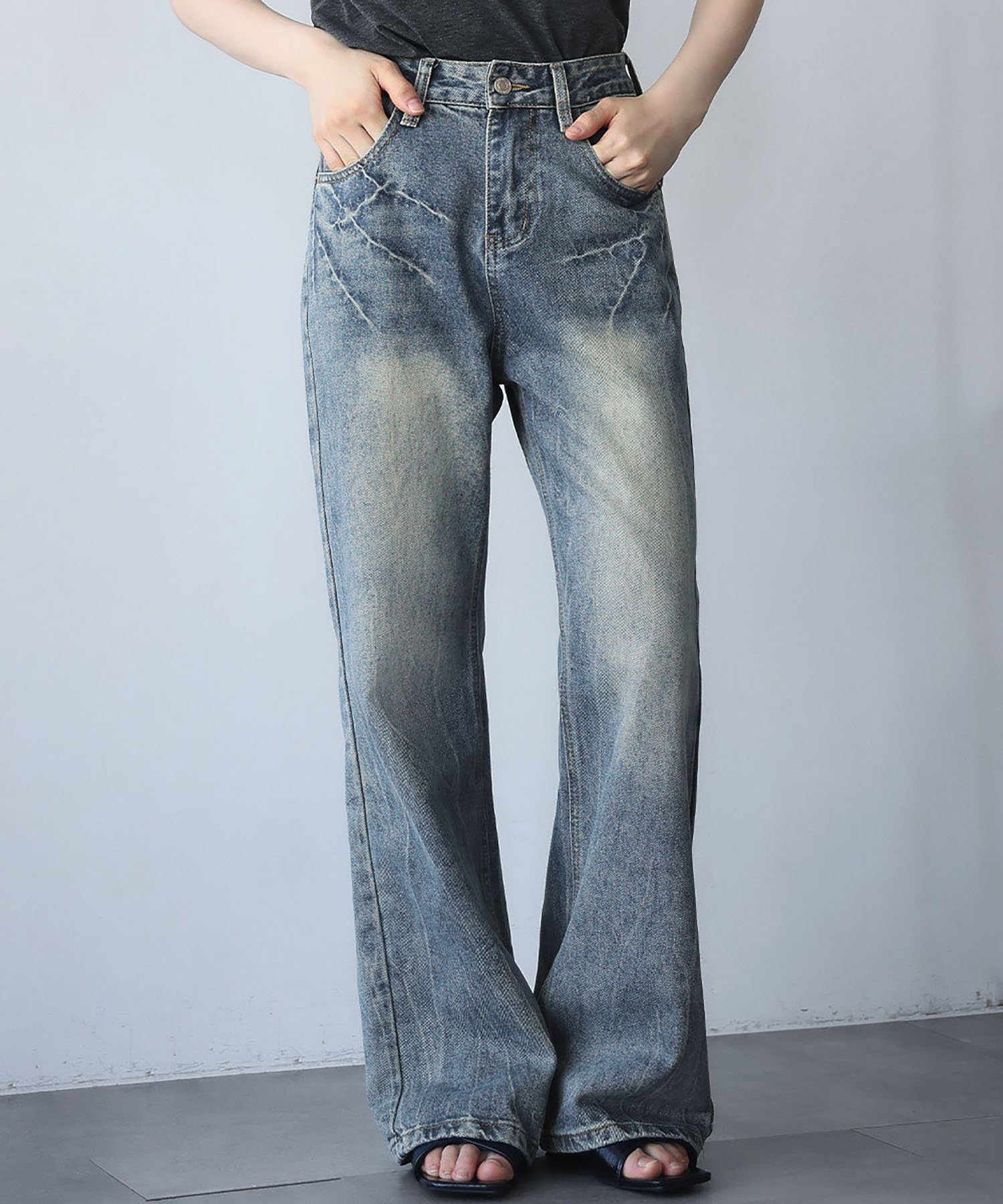 【SALE／20%OFF】Ampirula ハードウォッシュデニムストレートパンツ リバーフィールド アンド コー パンツ ジーンズ・デニムパンツ ブルー【送料無料】