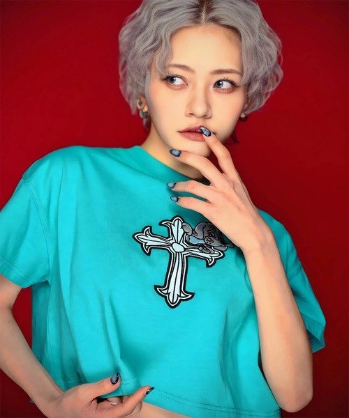 【GALFY×GALLIS ADDICTION】ガリノハーツ半袖Tee(MENS/WOMENS) ジャックローズ トップス カットソー・Tシャツ ブルー ホワイト ブラック