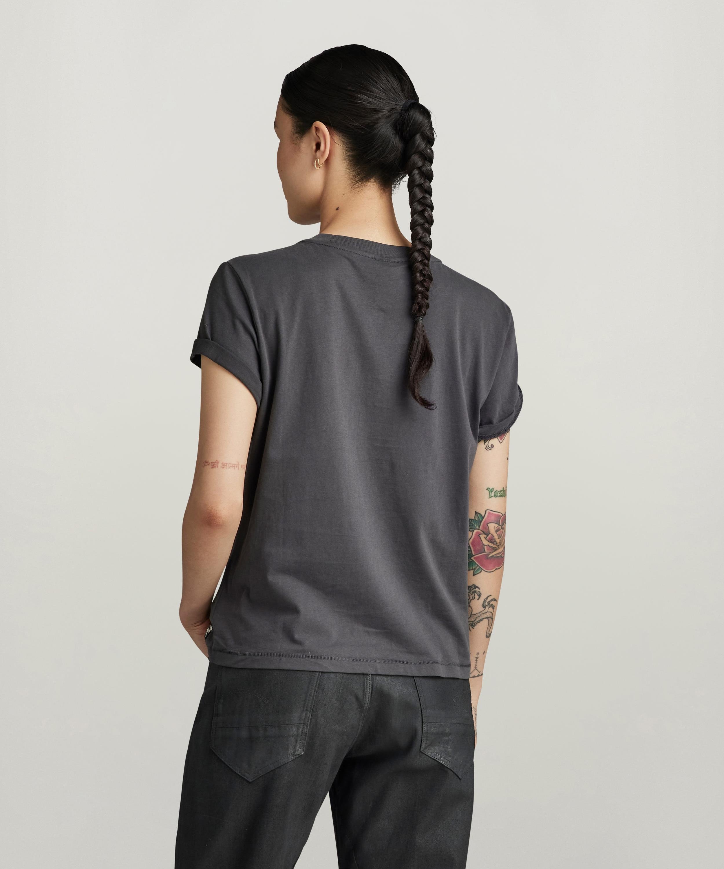 【公式ショップ】RAW DOT TOP/ブランドロゴグラフィックプリントTシャツ ジースターロゥ トップス カットソー・Tシャツ グレー