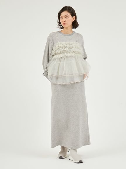 emmi 【セットアイテム】チュールビスチェ×裏毛ワンピースセット エミ ワンピース・ドレス ワンピース ネイビー ベージュ グレー【送料無料】