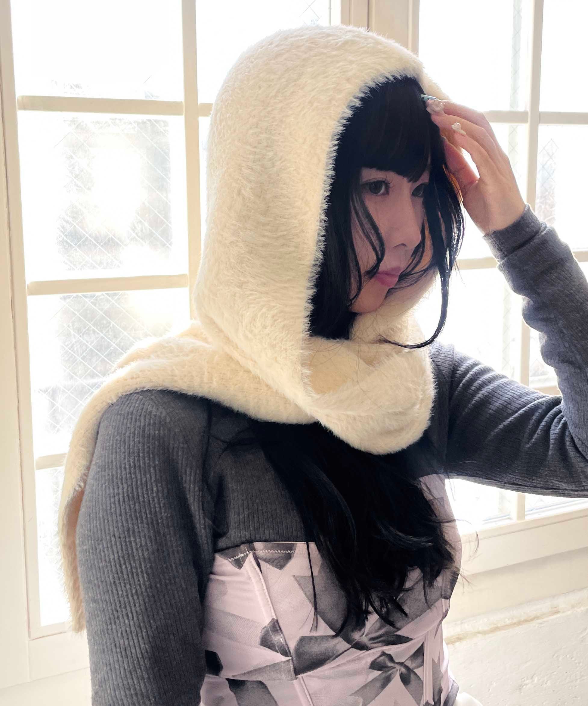 Casselini Casselini(キャセリーニ)フード付きマフラー キャセリーニ ファッション雑貨 マフラー・ストール・ネックウォーマー グレー ホワイト ブルー【送料無料】