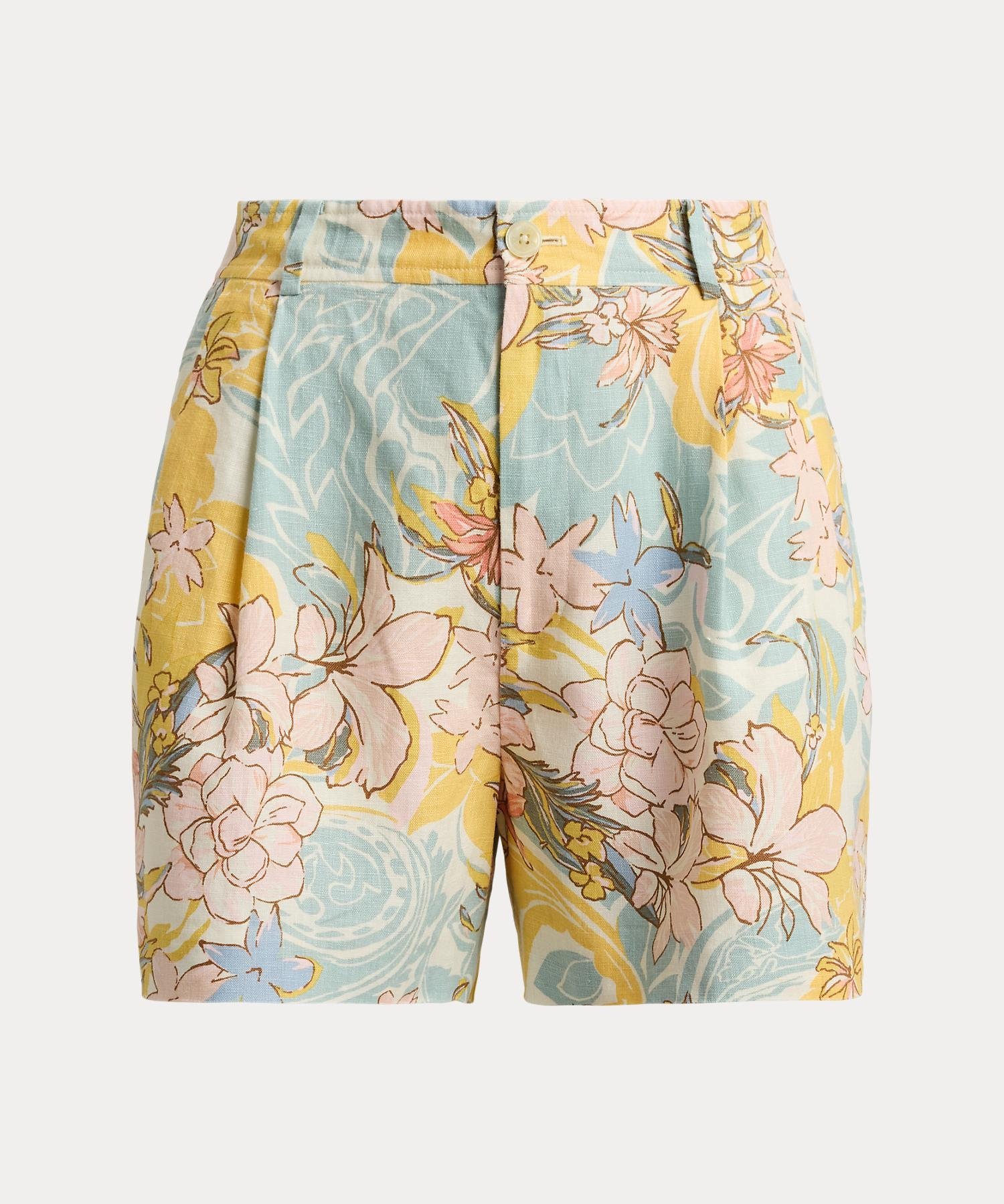 フローラル プリーテッド リネン ショートパンツ ラルフローレン パンツ その他のパンツ ベージュ