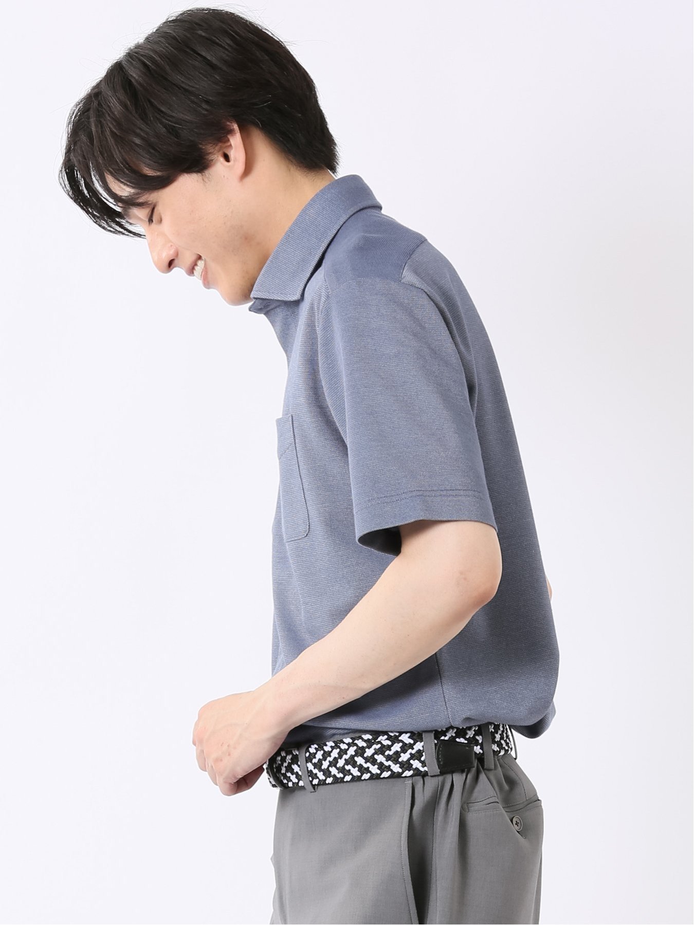 TAKA-Q Biz アルティマ ワイドカラー 半袖 ビズシャツ タカキュー トップス ポロシャツ ブルー【送料無料】