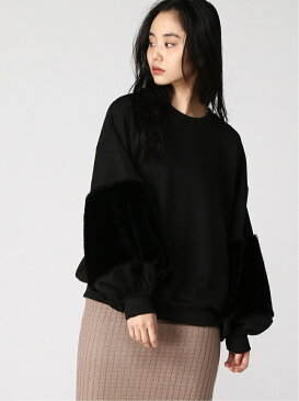 【SALE/30%OFF】ANAP ANAP/ファースリーブ裏起毛プルオーバー アナップ カットソー スウェット ブラック ブラウン