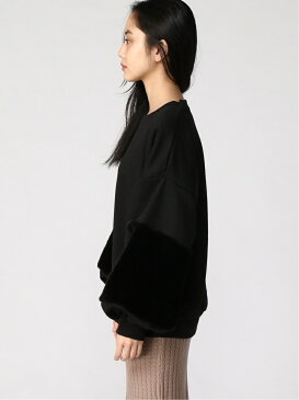 【SALE/30%OFF】ANAP ANAP/ファースリーブ裏起毛プルオーバー アナップ カットソー スウェット ブラック ブラウン