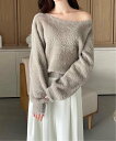 【SALE/46%OFF】GeeRA 【YOUING.】2wayフェザーヤーンニット ジーラ トップス ニット ベージュ ホワイト グレー