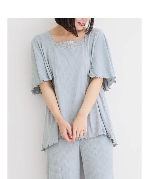 Re-J&SUPURE ルームウェア フレア袖プルオーバー リジェイアンドスプル トップス カットソー・Tシャツ ブルー