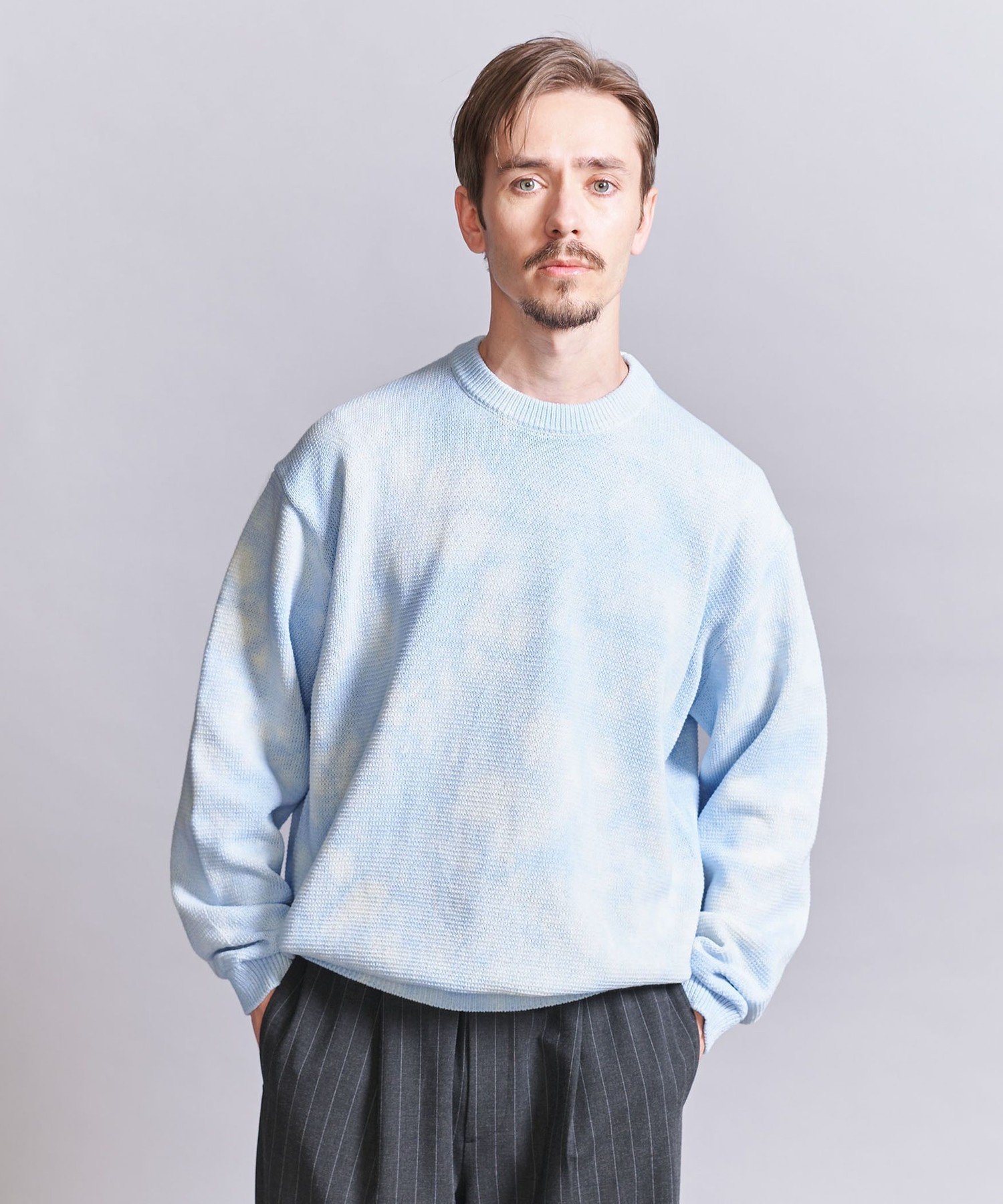 【SALE／40%OFF】BEAUTY&YOUTH UNITED ARROWS スペック ダイ コットン クルーネック ニット -ウォッシャブル- ユナイテッドアローズ アウトレット トップス ニット グレー ブルー【送料無料】