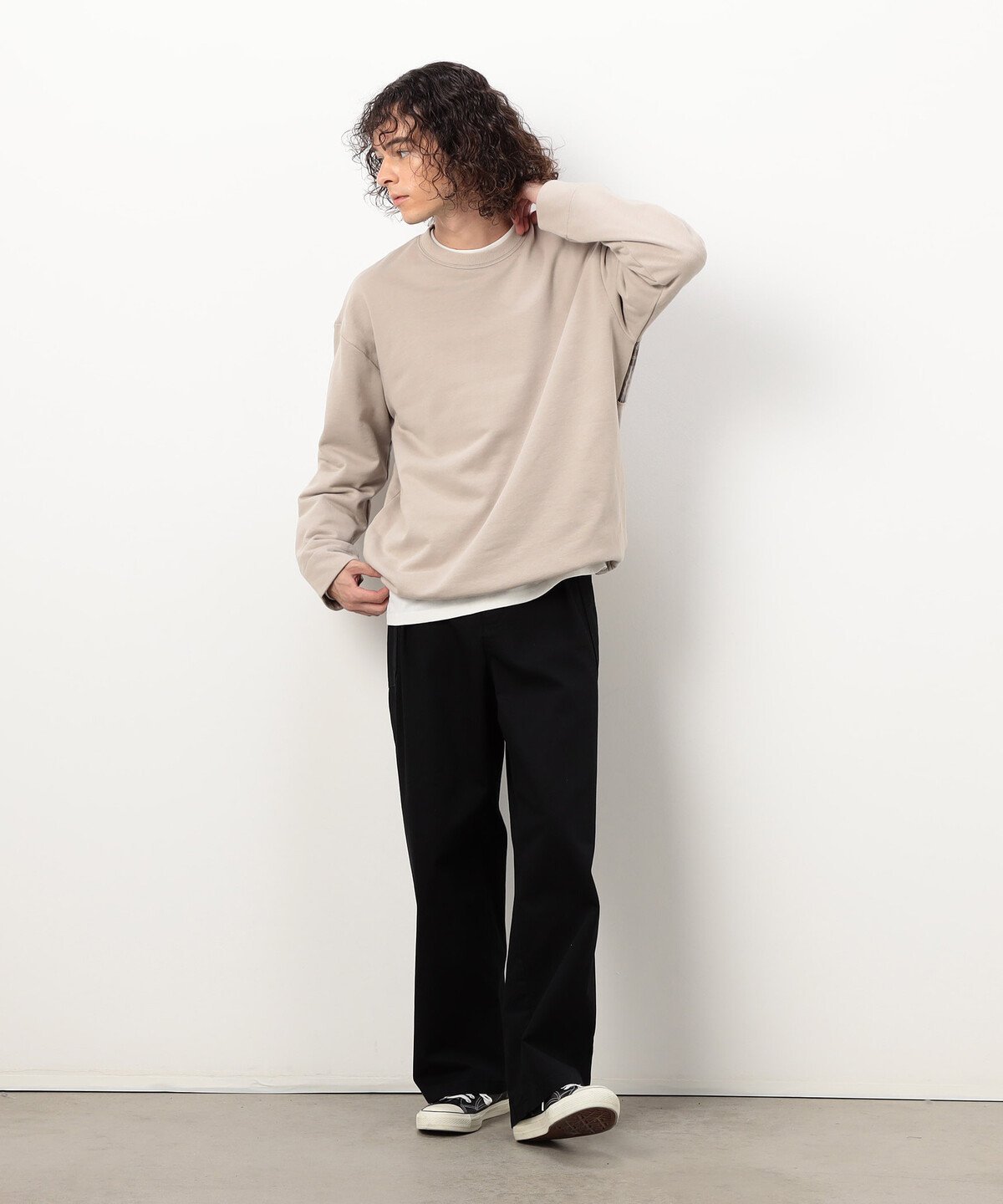 Purple&Yellow チェック切り替え プルオーバー コムサイズム トップス カットソー・Tシャツ ベージュ ブラック