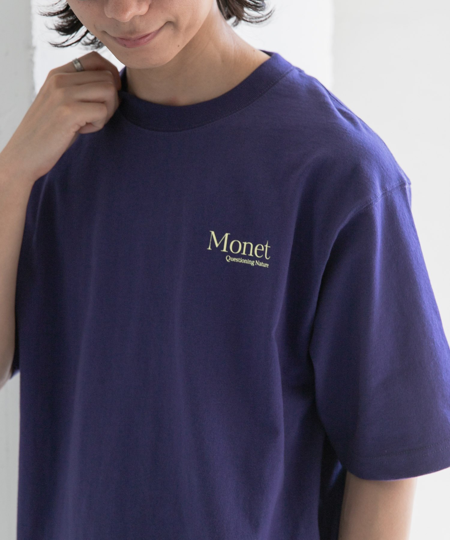 FORK&SPOON Monet art t-shirts アーバンリサーチドアーズ トップス カットソー・Tシャツ ネイビー ホワイト