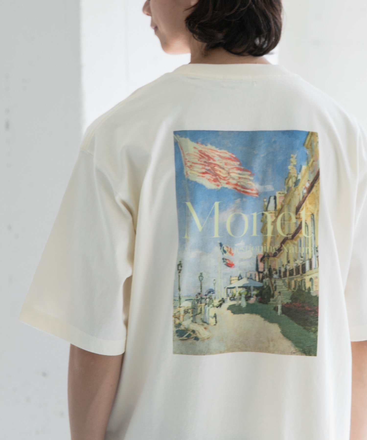 【SALE／20%OFF】URBAN RESEARCH DOORS FORK&SPOON Monet art t-shirts アーバンリサーチドアーズ トップス カットソー・Tシャツ ネイビー ホワイト
