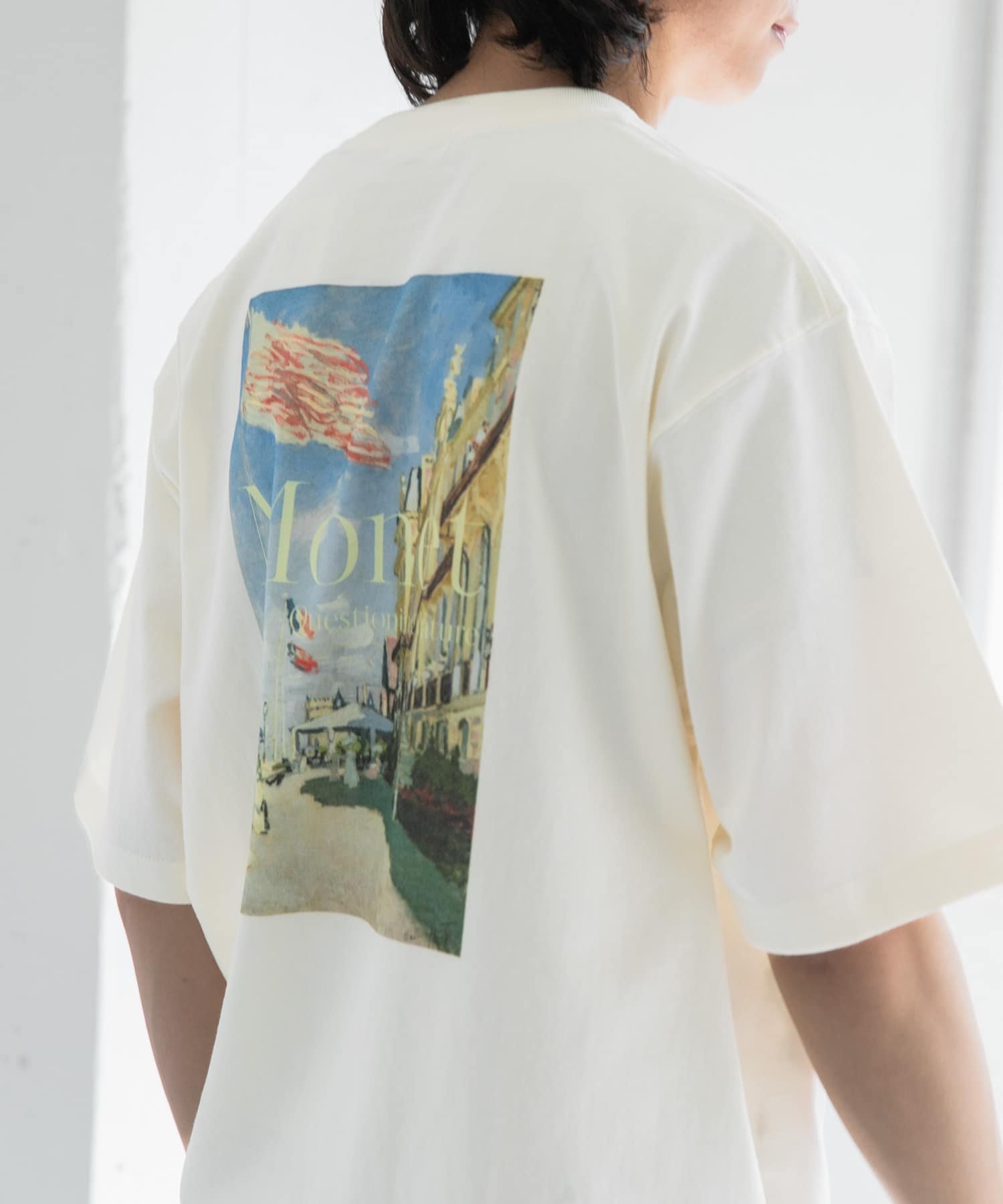 FORK&SPOON Monet art t-shirts アーバンリサーチドアーズ トップス カットソー・Tシャツ ネイビー ホワイト