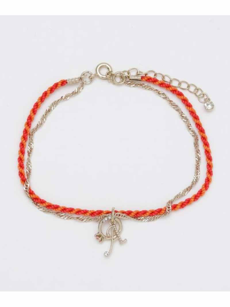 欧州航路 イニシャル*ベビーリング2連ブレスレット アミナコレクション アクセサリー・腕時計 ブレスレット・バングル ベージュ レッド シルバー ブラウン