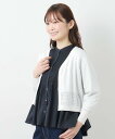 LAURA ASHLEY 【コットンシルク混/7分袖】透かし編みVネックカーディガン ローラ アシュレイ トップス カーディガン ネイビー ホワイト グリーン【送料無料】