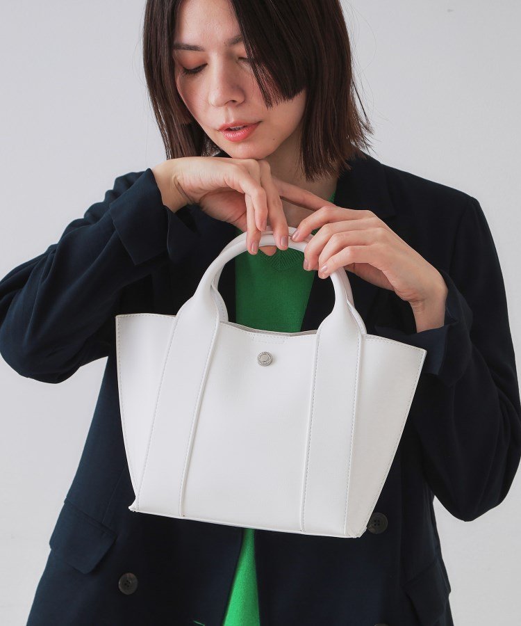 【SALE／30%OFF】OPAQUE.CLIP 【2WAY】スムース合皮ミドルトートバッグ オペークドットクリップ バッグ トートバッグ ホワイト ブラック ブルー グリーンのサムネイル