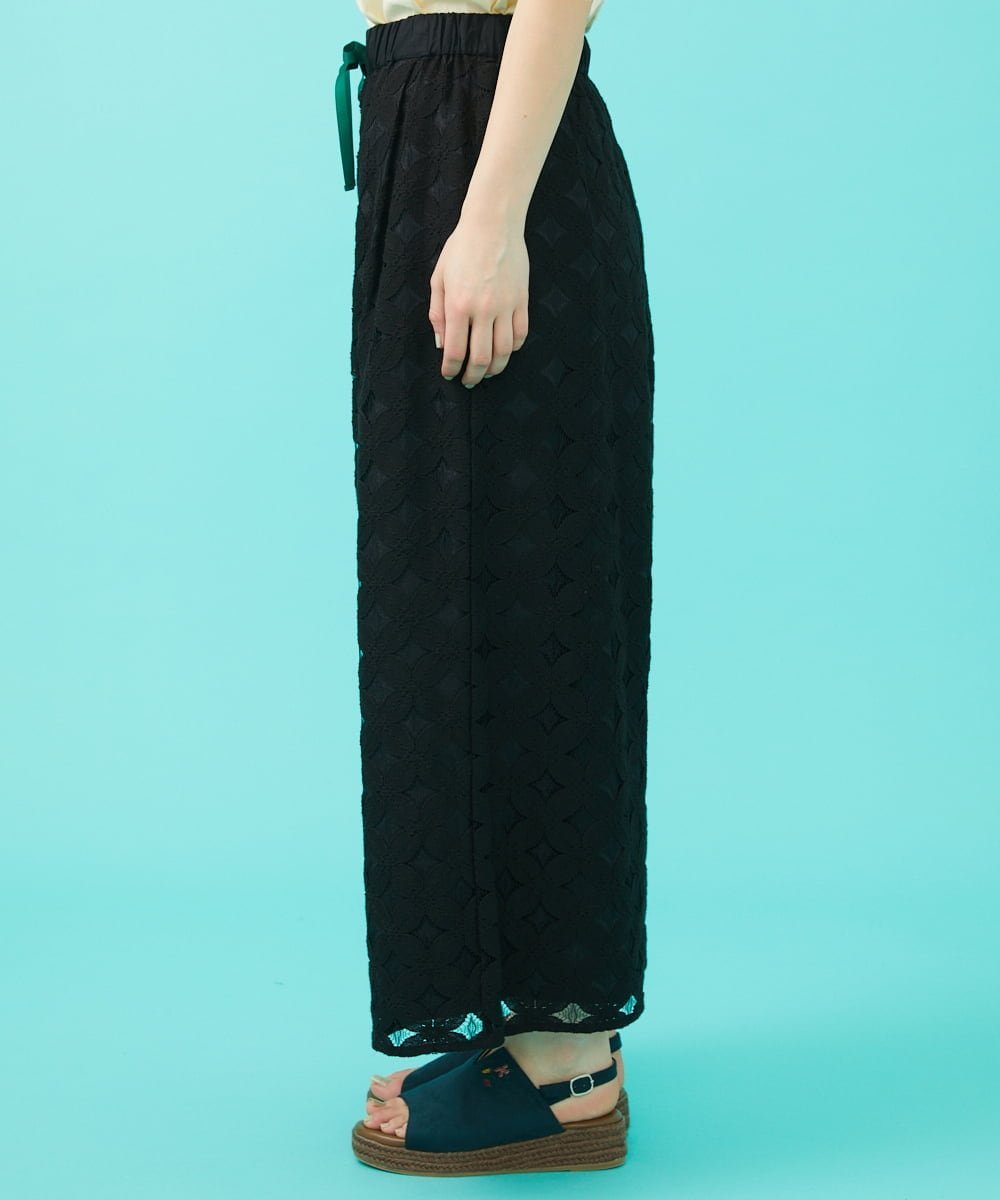 Jocomomola Flor 総レースワイドパンツ ホコモモラ パンツ その他のパンツ ブラック