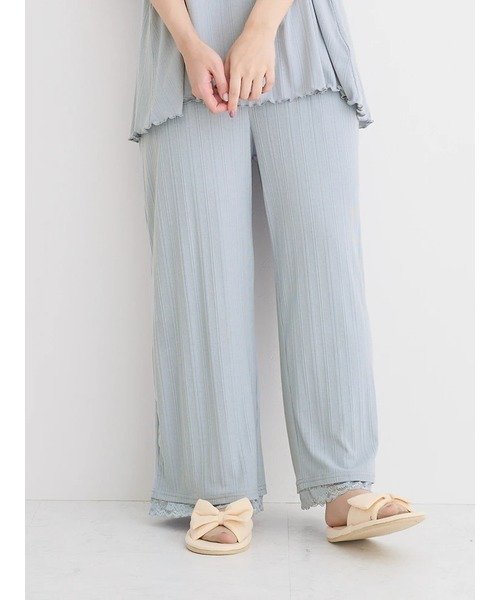 Re-J&SUPURE ルームウェア 裾レースパンツ リジェイアンドスプル パンツ その他のパンツ ブルー