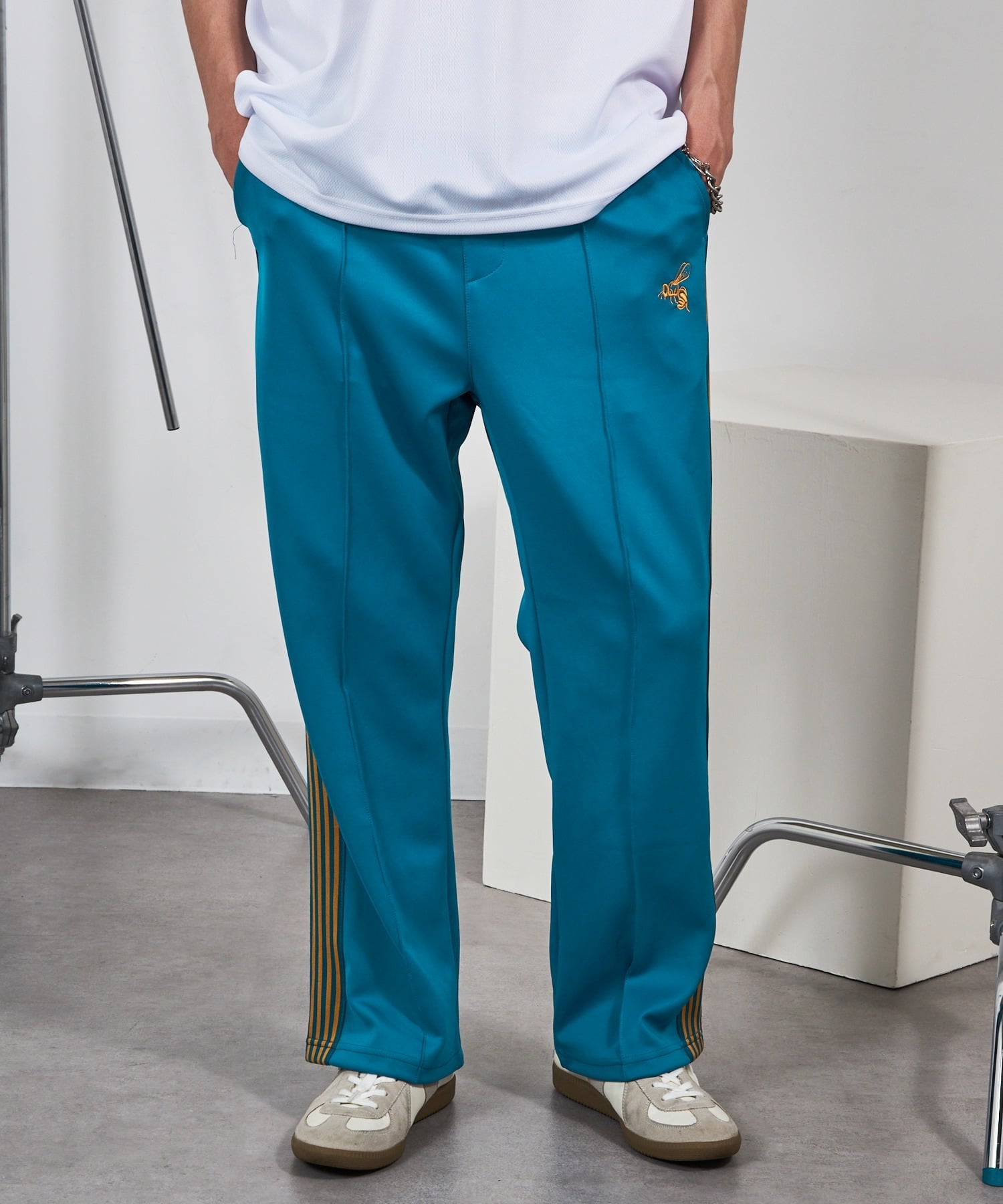 MAGASIN DE MODE CONTACT CONTACT/ウェスト配色サイドラインジャージーパンツ セットアップセブン パンツ その他のパンツ グリーン