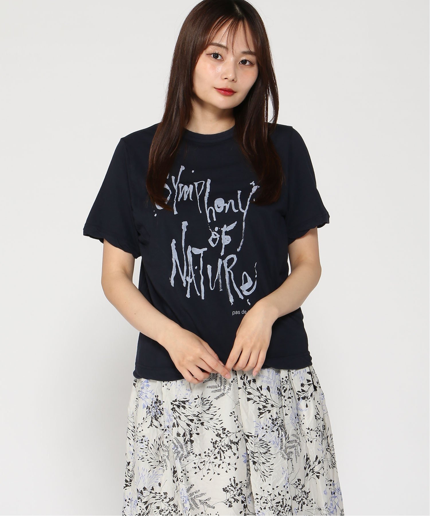 pas de calais pas de calais ハンドペイント プリント Tシャツ パドカレ トップス カットソー・Tシャツ ホワイト ネイビー ブルー
