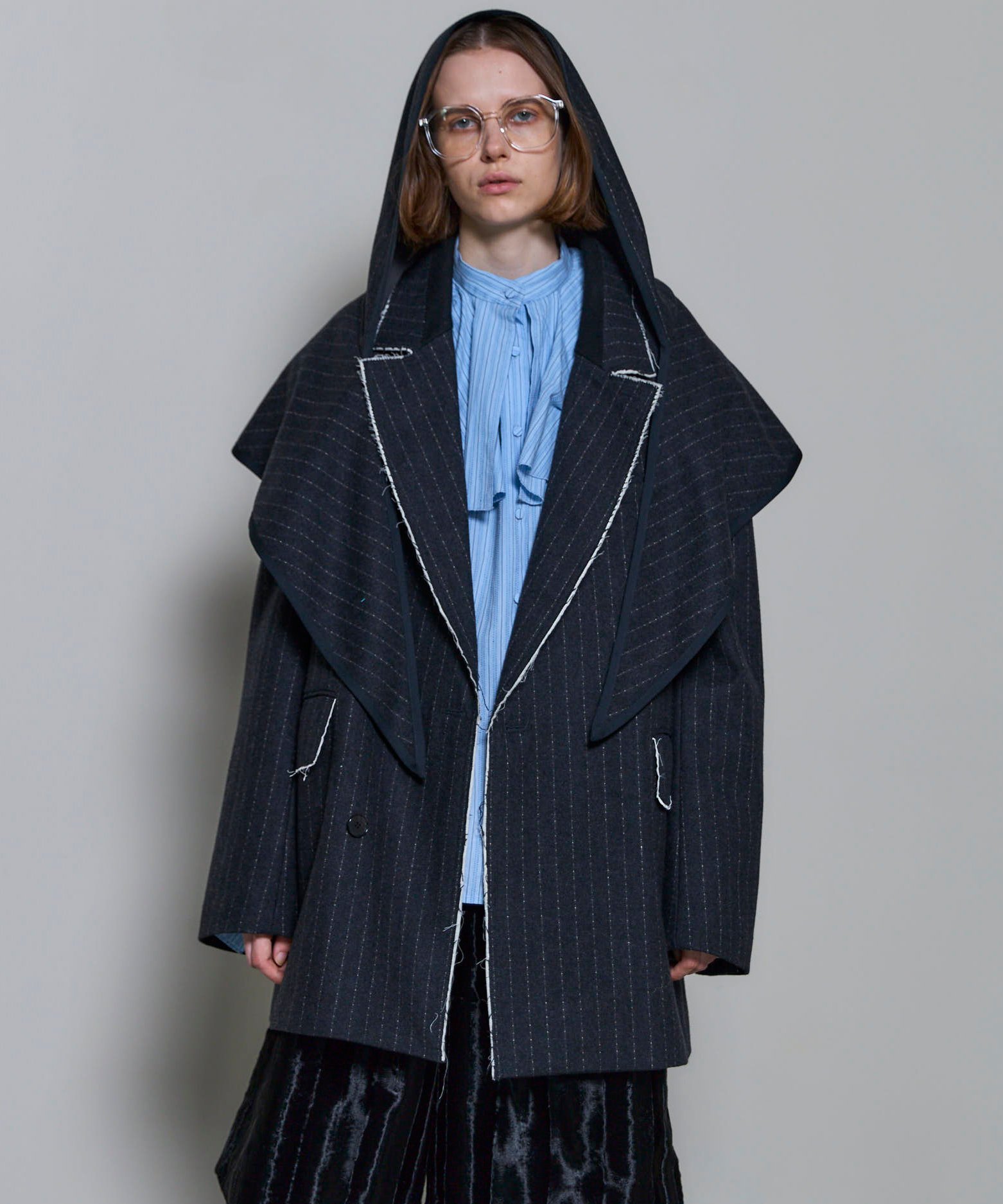 MAISON SPECIAL 2way Hooded Scarf Cut Off Jacket メゾンスペシャル ジャケット・アウター テーラードジャケット・ブレザー グレー ブラウン【送料無料】のサムネイル