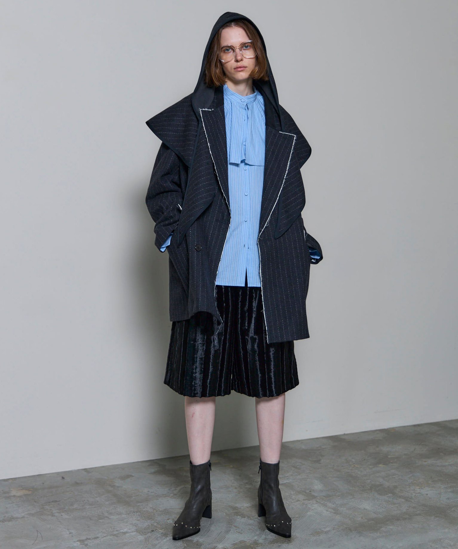 MAISON SPECIAL 2way Hooded Scarf Cut Off Jacket メゾンスペシャル ジャケット・アウター テーラードジャケット・ブレザー グレー ブラウン