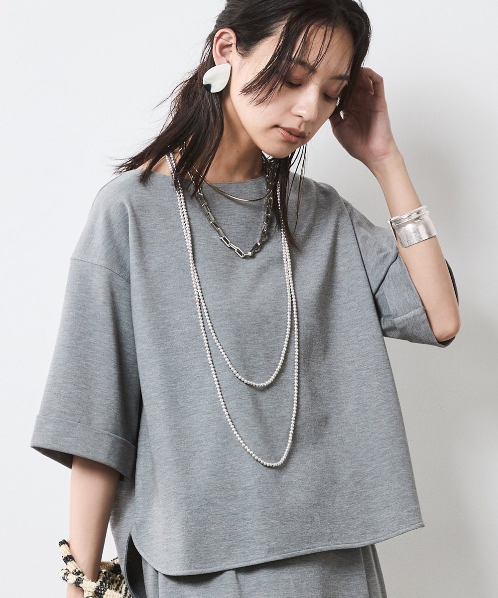 Other - CHIC STYLE 5分袖カットソープルオーバー＜大きいサイズ有＞シックスタイル シックスタイル トップス カットソー・Tシャツ グレー【送料無料】