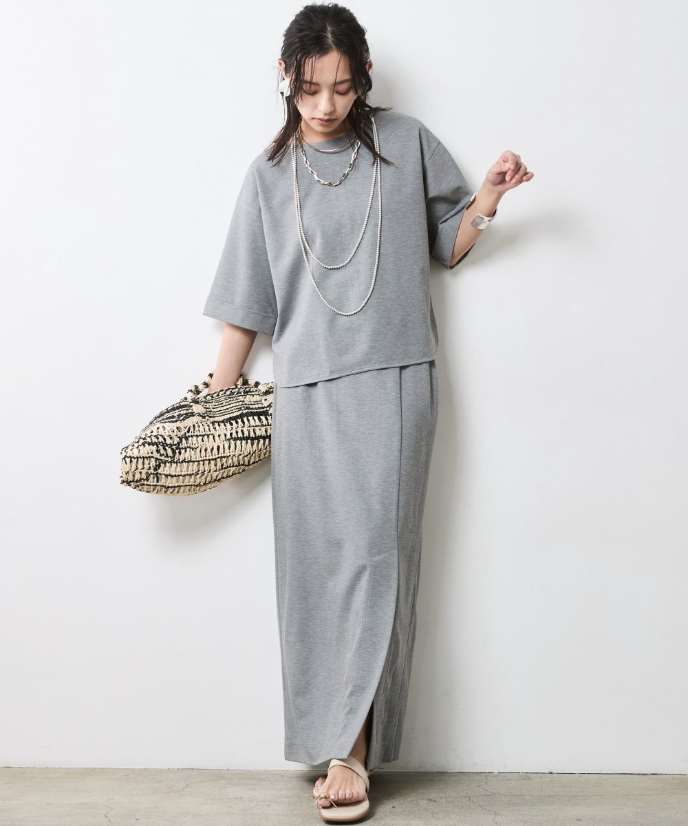 CHIC STYLE 5分袖カットソープルオーバー＜大きいサイズ有＞シックスタイル シックスタイル トップス カットソー・Tシャツ グレー【送料無料】