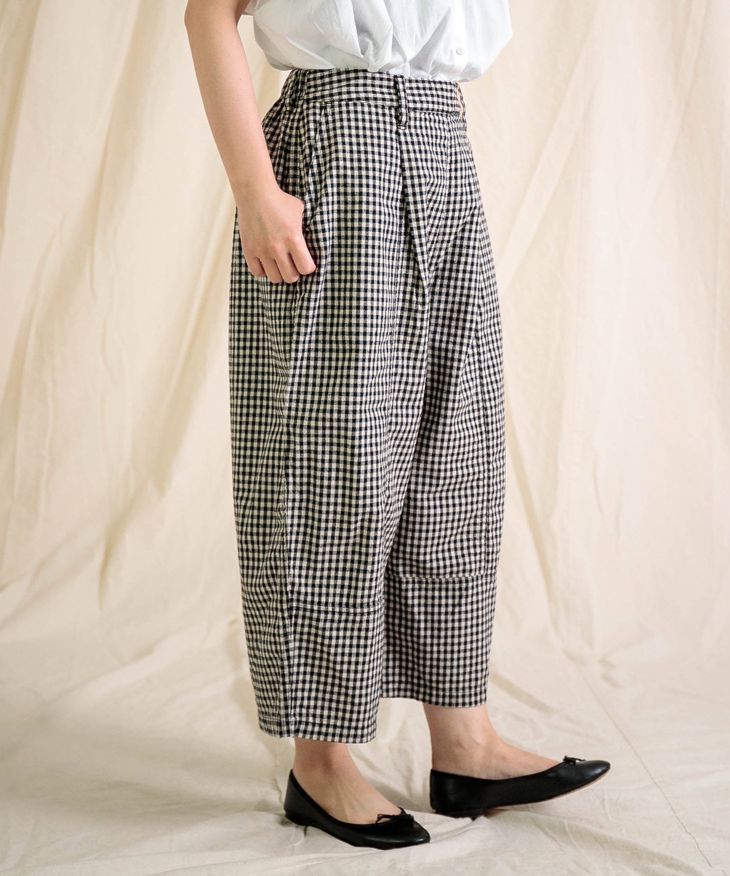 Brocante 綿麻アムンゼンクロス(チェック) トヌーパンツ ドミンゴ パンツ その他のパンツ ブラウン【送料無料】