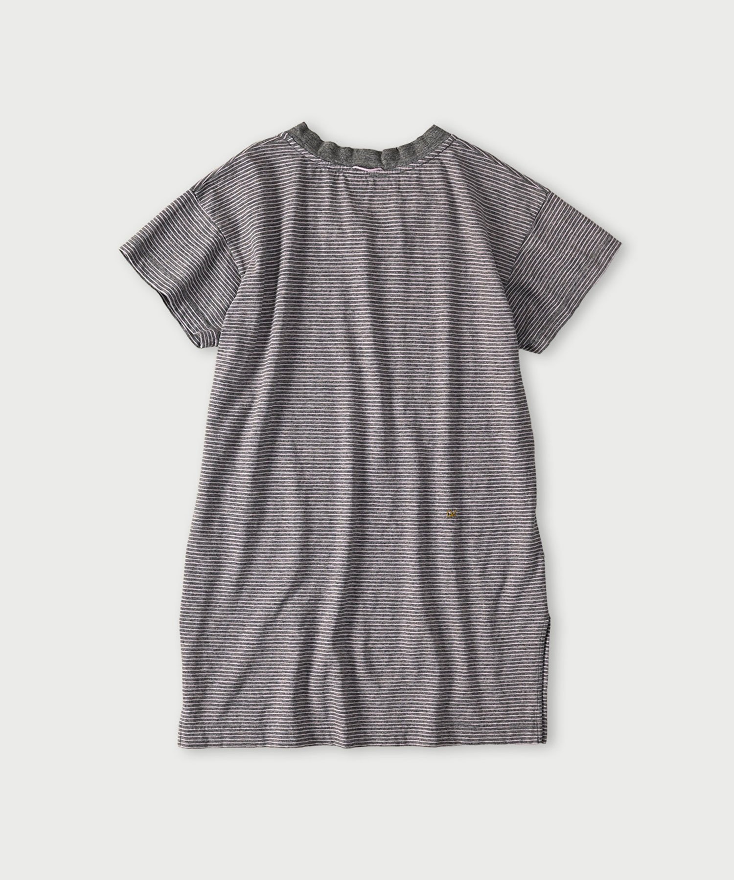 45R 天竺ボーダーのVネックチュニック(トップ) フォーティファイブアール トップス カットソー・Tシャツ ピンク カーキグリーン