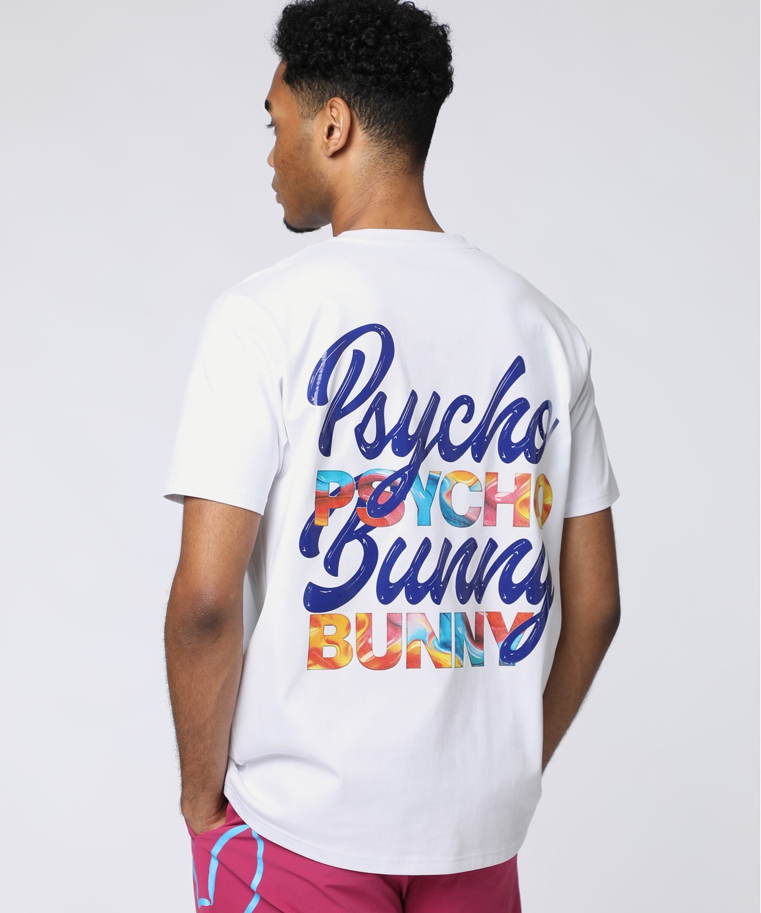 Psycho Bunny ネオンロゴ バックプリントTシャツ サイコバニー トップス カットソー・Tシャツ ブラック ホワイト【送料無料】