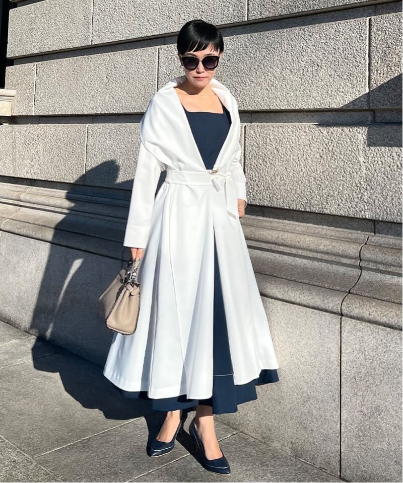 JENNE ショール風オードリーコート ジェンヌ ジャケット・アウター その他のジャケット・アウター ホワイト【送料無料】のサムネイル