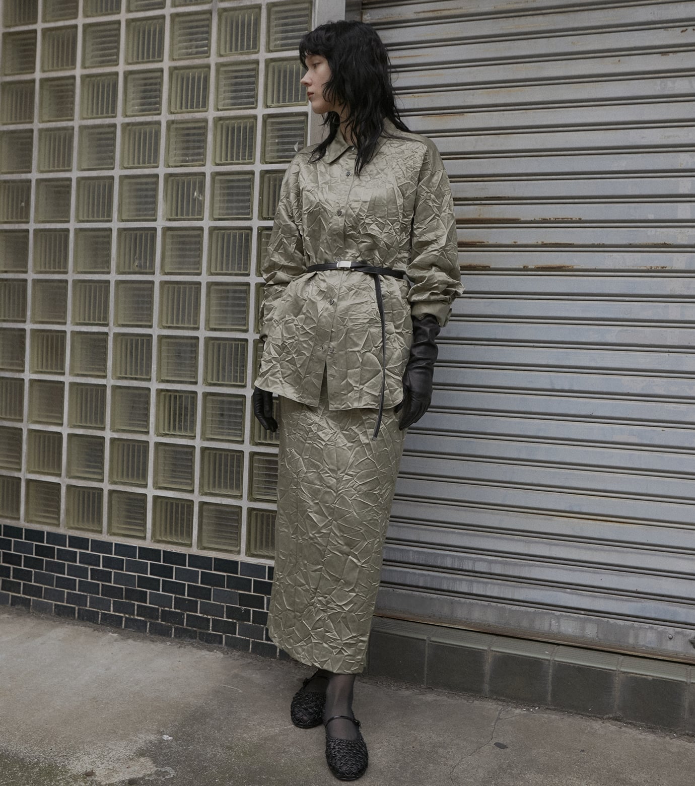LE CIEL BLEU リンクルウォッシュオーバーシャツ / Wrinkled Washed Over Shirts ルシェルブルー トップス シャツ・ブラウス カーキグリーン ホワイト