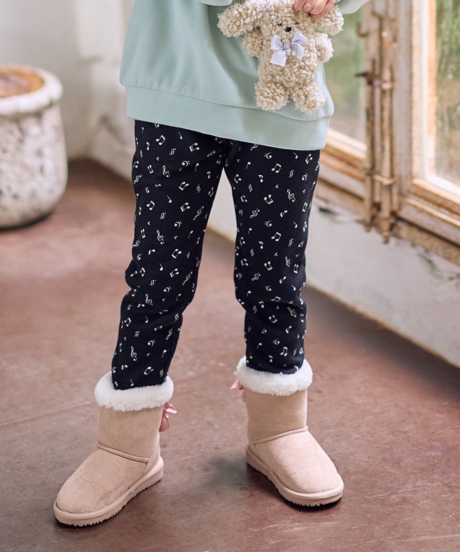 ANY KIDS 7days 裏シャギー 総柄ガーリーパンツ エニィ パンツ その他のパンツ ネイビー ピンク ブラック