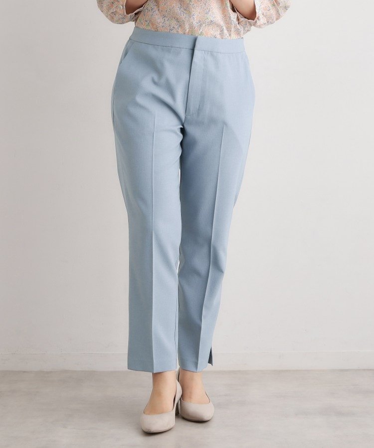 LAURA ASHLEY 【洗える/ウエストゴム仕様/裾スリットあり】クロップドパンツ ローラ アシュレイ パンツ その他のパンツ ブルー ネイビー