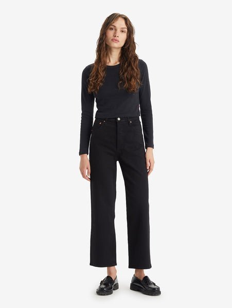 【SALE／50%OFF】Levi's RIBCAGE ストレートジーンズ ブラック リーバイス パンツ ジーンズ・デニムパンツ ブラック【送料無料】